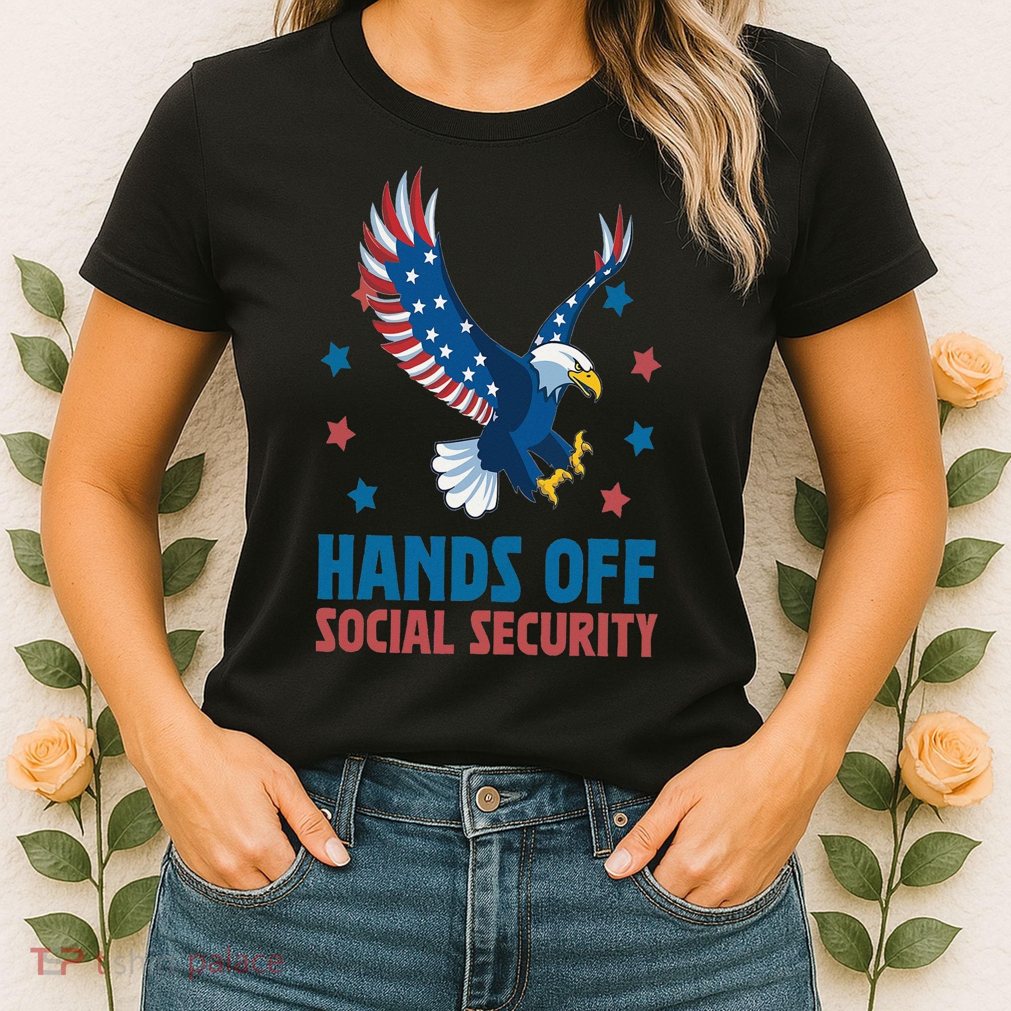 Hands Off Social Security USA Flag Eagle For Women Women's T-Shirt