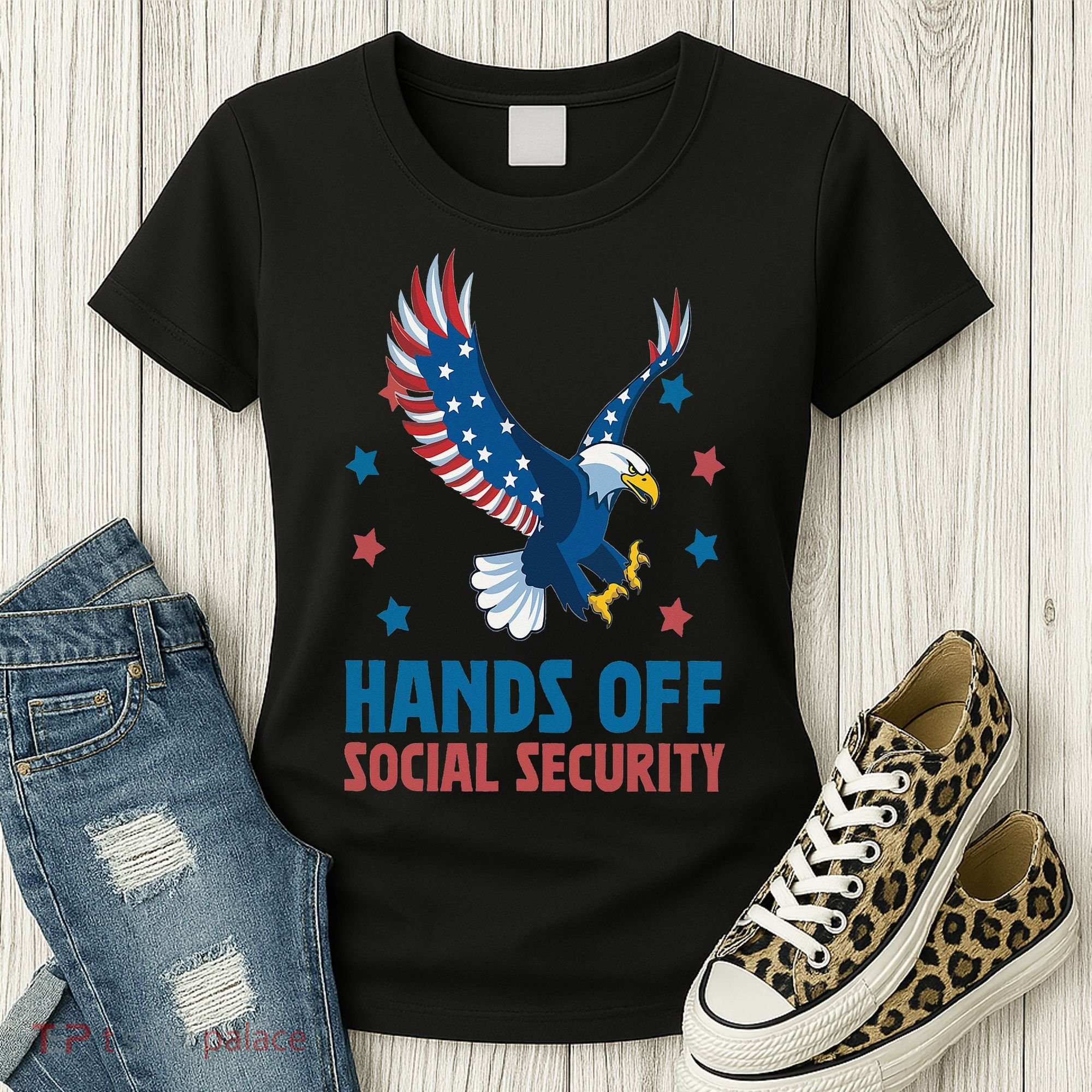 Hands Off Social Security USA Flag Eagle For Women Women's T-Shirt