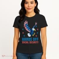 Hands Off Social Security USA Flag Eagle For Women Women's T-Shirt thumb 4