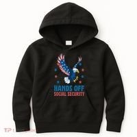 Hands Off Social Security USA Flag Eagle For Women Kids Hoodie thumb 0
