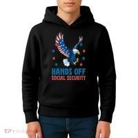 Hands Off Social Security USA Flag Eagle For Women Kids Hoodie thumb 4