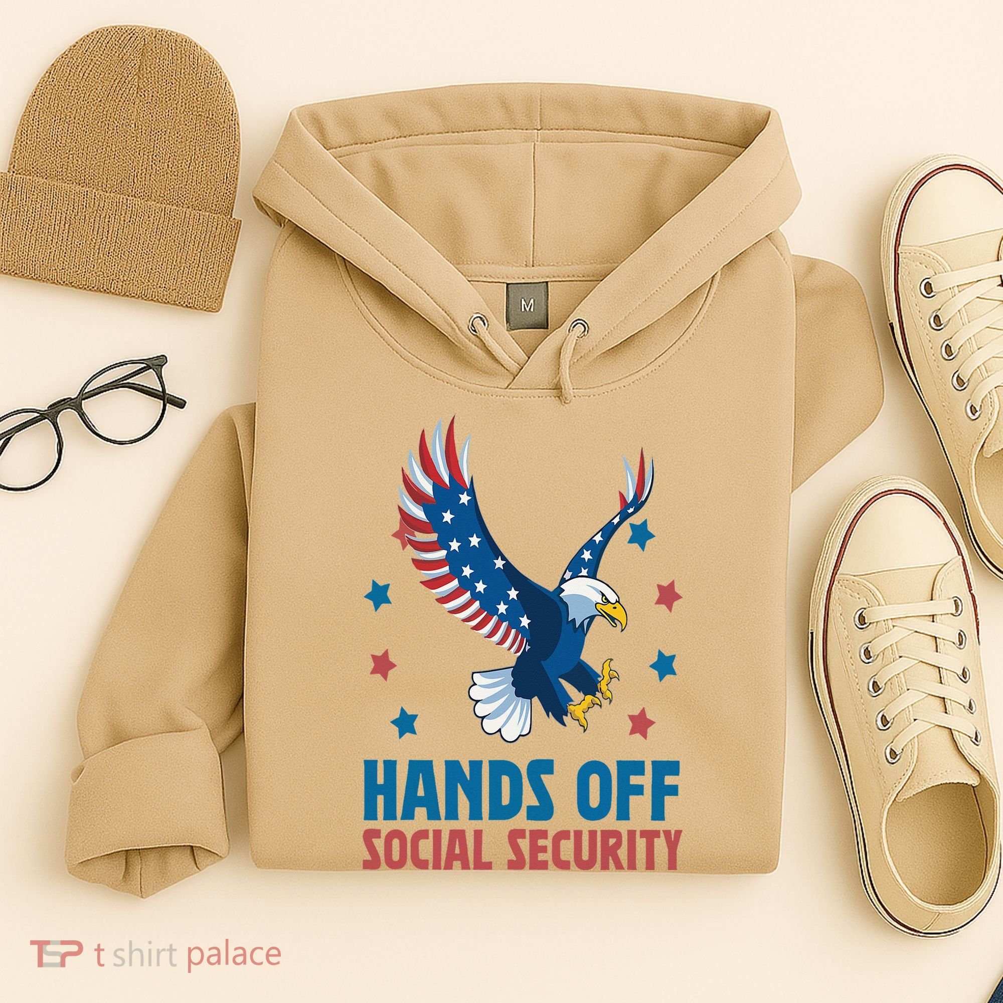 Hands Off Social Security USA Flag Eagle For Women Hoodie