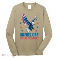 Hands Off Social Security USA Flag Eagle For Women Long Sleeve Shirt thumb 0