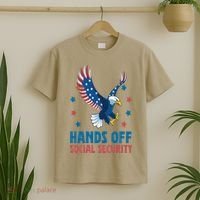Hands Off Social Security USA Flag Eagle For Women T-Shirt thumb 2