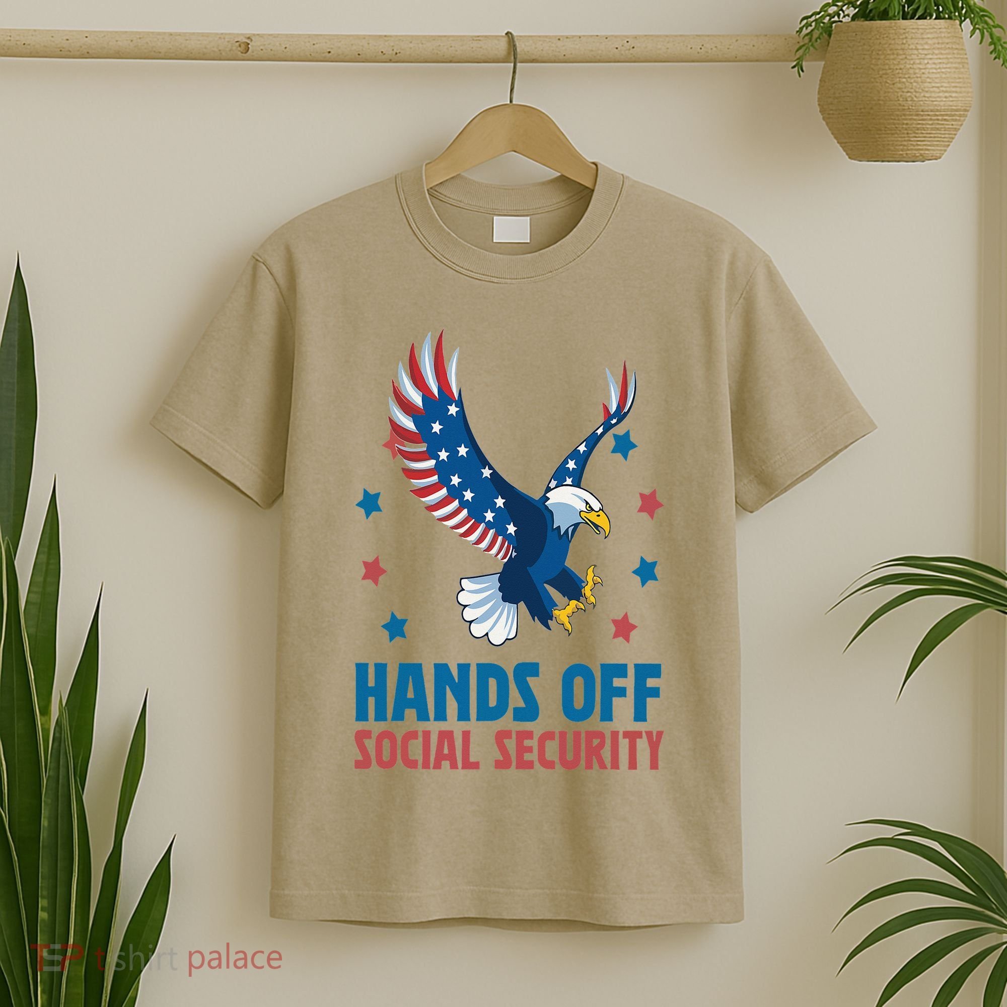 Hands Off Social Security USA Flag Eagle For Women T-Shirt