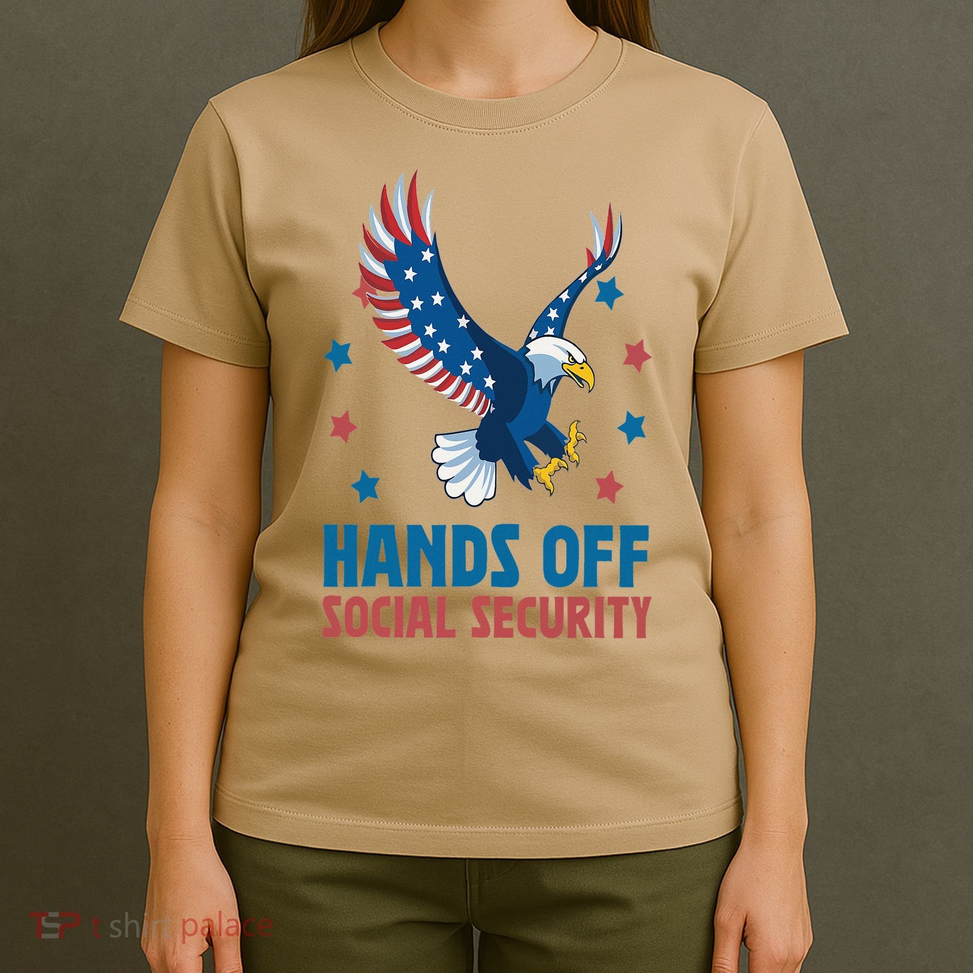Hands Off Social Security USA Flag Eagle For Women T-Shirt