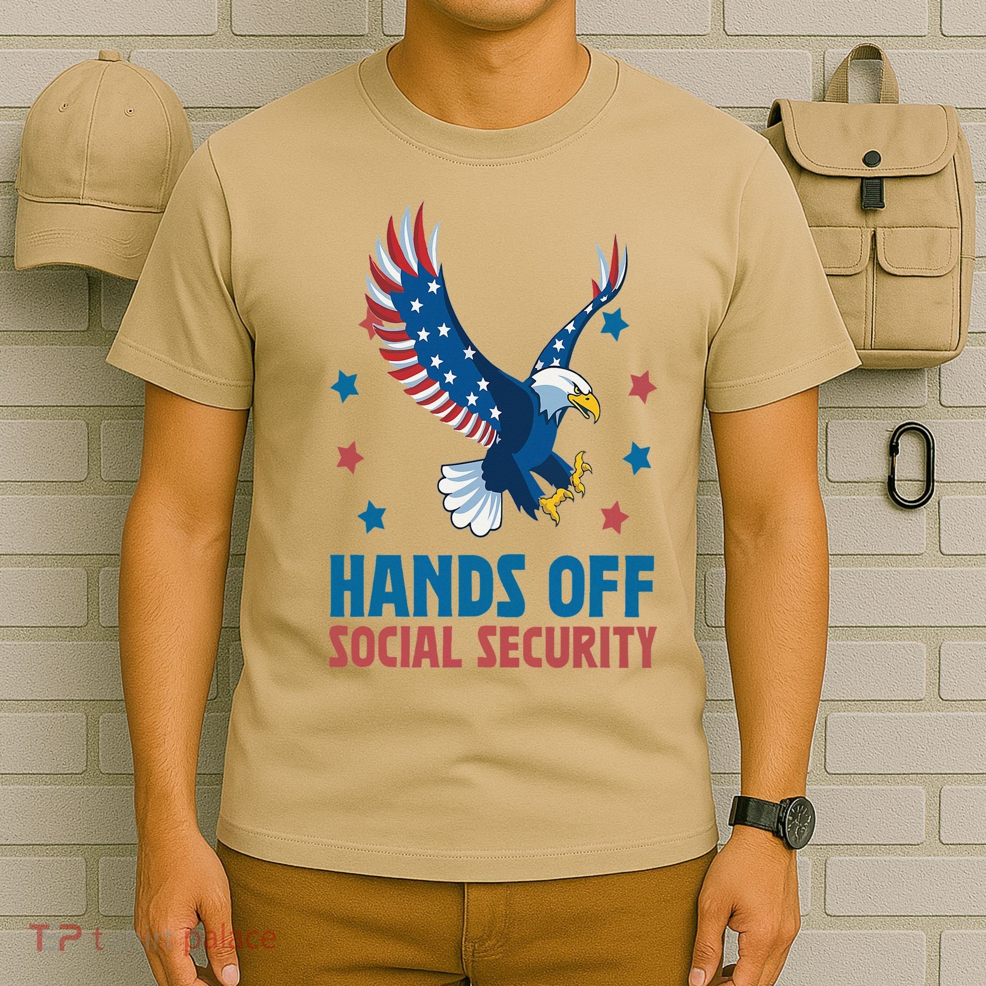 Hands Off Social Security USA Flag Eagle For Women T-Shirt