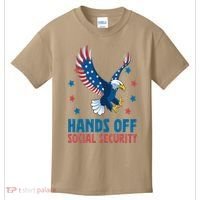 Hands Off Social Security USA Flag Eagle For Women Kids T-Shirt thumb 0
