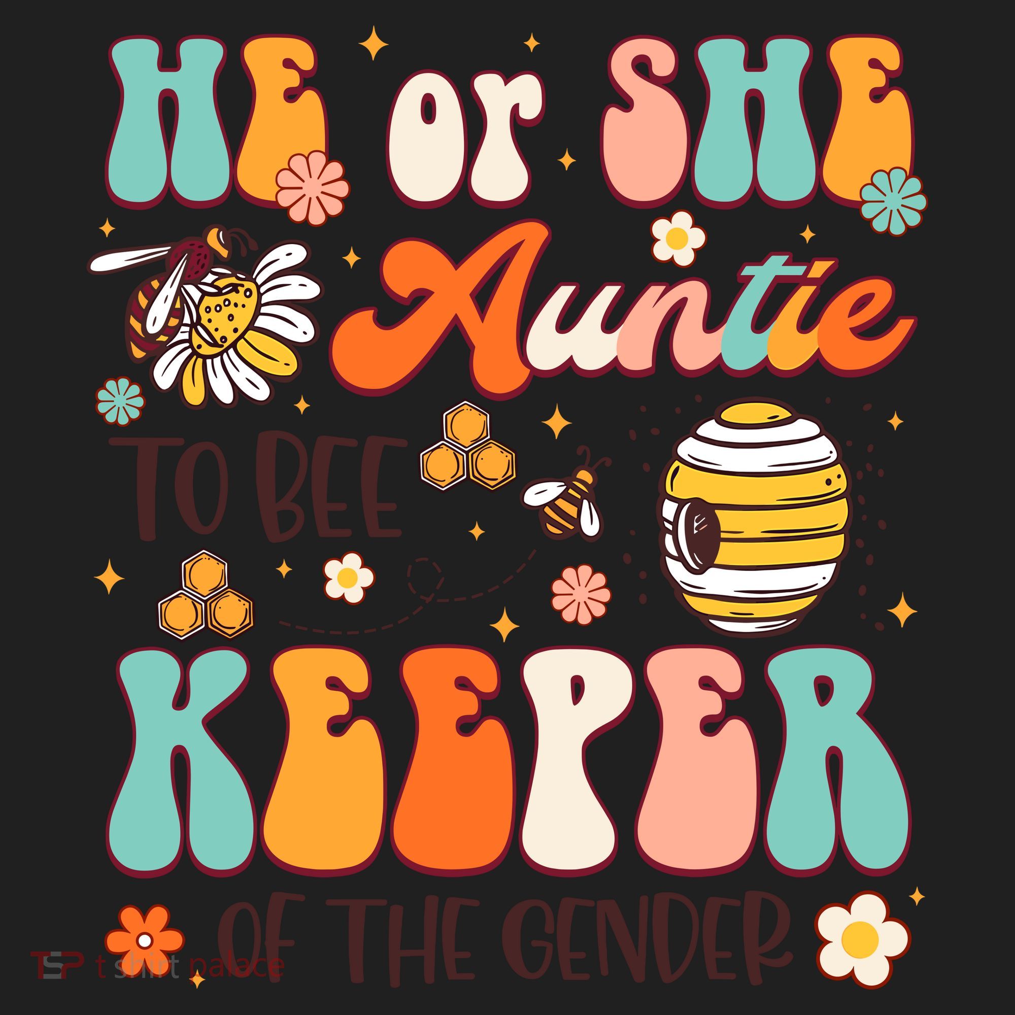 He Or She Auntie To Bee Keeper Of The Gender Reveal Groovy Beanie