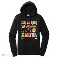 He Or She Auntie To Bee Keeper Of The Gender Reveal Groovy Women's Hoodie thumb 0