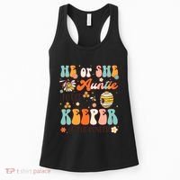 He Or She Auntie To Bee Keeper Of The Gender Reveal Groovy Women's Tank Top thumb 0