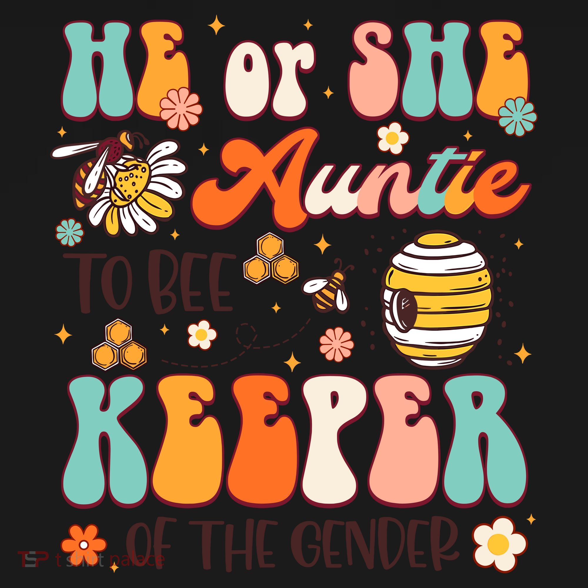 He Or She Auntie To Bee Keeper Of The Gender Reveal Groovy Women's Tank Top