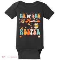 He Or She Auntie To Bee Keeper Of The Gender Reveal Groovy Baby Bodysuit thumb 0
