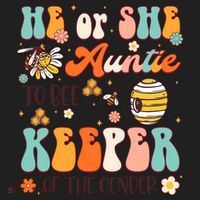 He Or She Auntie To Bee Keeper Of The Gender Reveal Groovy Hat thumb 2