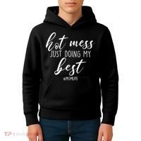Hot Mess Just Doing My Best #MomLife Mother's Day Kids Hoodie thumb 4