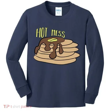 Hot Mess Pancakes Kids Long Sleeve Shirt