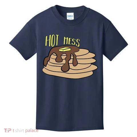 Hot Mess Pancakes Kids T-Shirt in the selected color