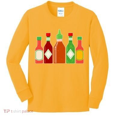 Hot Sauce Bottle Collection Kids Long Sleeve Shirt