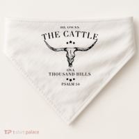 He Owns The Cattle On A Thousand Hills USA-Made Doggie Bandana thumb 0