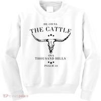 He Owns The Cattle On A Thousand Hills Kids Sweatshirt thumb 0