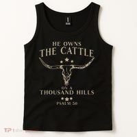 He Owns The Cattle On A Thousand Hills Psalm 50 Tank Top thumb 2