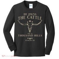 He Owns The Cattle On A Thousand Hills Psalm 50 Kids Long Sleeve Shirt thumb 0