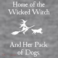Home Of The Wicked Witch And Her Pack Of Dog Funny Halloween Women's Racerback Cropped Tank thumb 2