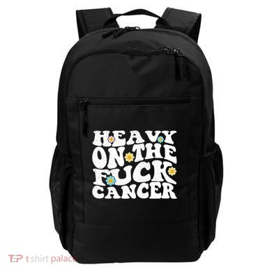 Heavy On The Fuck Cancer Groovy Struckout Cancer Awareness Gift Backpack