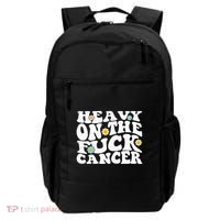 Heavy On The Fuck Cancer Groovy Struckout Cancer Awareness Gift Backpack thumb 0