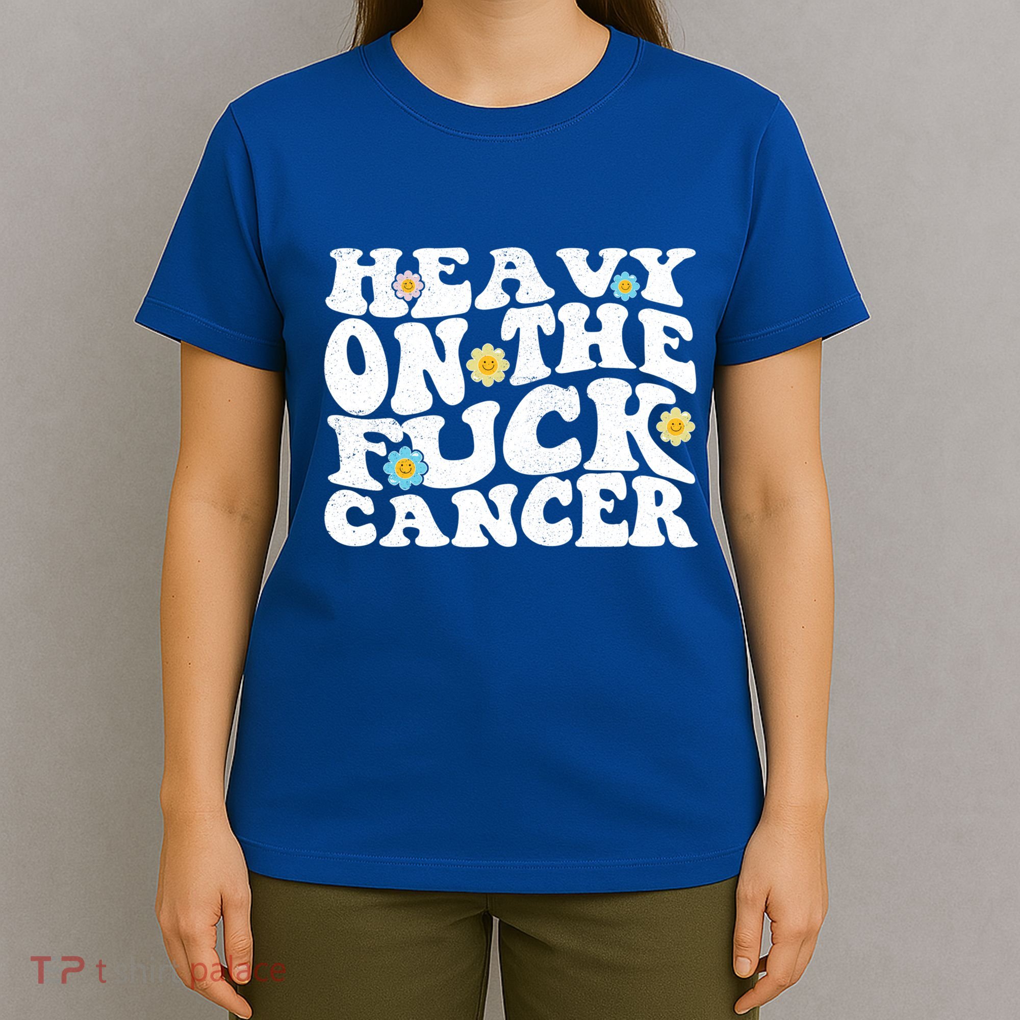 Heavy On The Fuck Cancer Groovy Struckout Cancer Awareness Gift T-Shirt