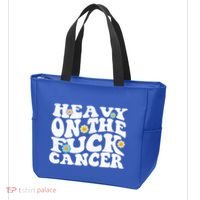 Heavy On The Fuck Cancer Groovy Struckout Cancer Awareness Gift Tote Bag thumb 3