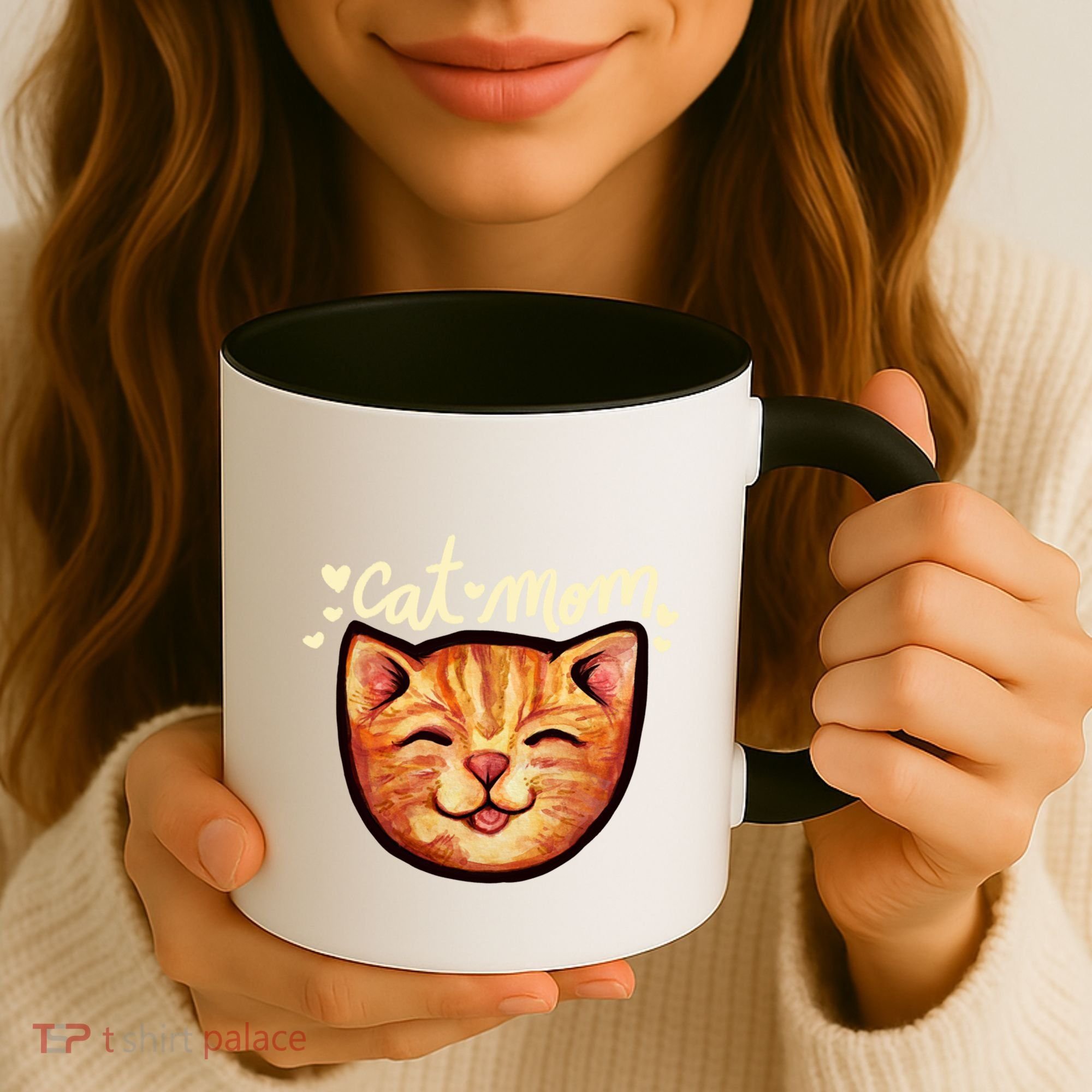 Happy Orange Tabby Cat Mom Gift Coffee Mug