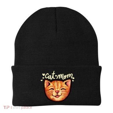 Happy Orange Tabby Cat Mom Gift Beanie