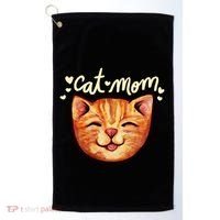 Happy Orange Tabby Cat Mom Gift Golf Towel thumb 0