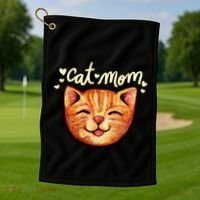 Happy Orange Tabby Cat Mom Gift Golf Towel thumb 1