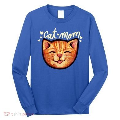 Happy Orange Tabby Cat Mom Gift Long Sleeve Shirt