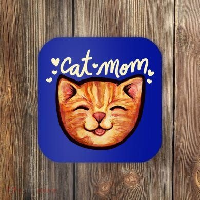 Happy Orange Tabby Cat Mom Gift Coaster