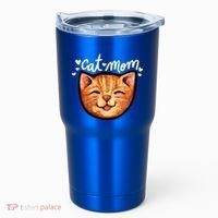 Happy Orange Tabby Cat Mom Gift Tumbler thumb 0
