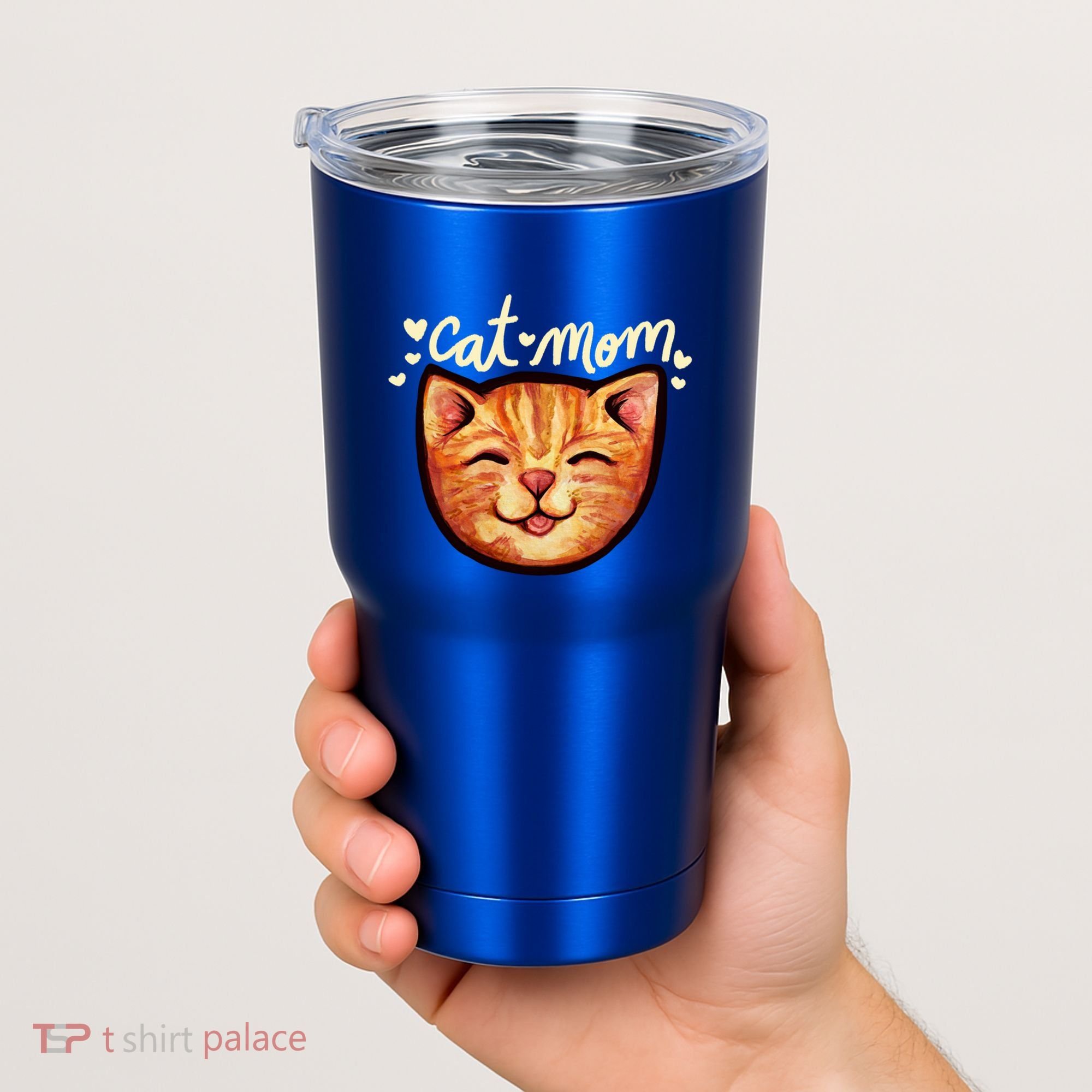 Happy Orange Tabby Cat Mom Gift Tumbler