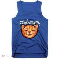 Happy Orange Tabby Cat Mom Gift Tank Top thumb 0