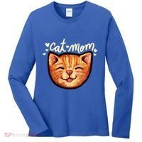 Happy Orange Tabby Cat Mom Gift Women's Long Sleeve Shirt thumb 0