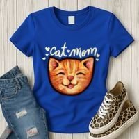 Happy Orange Tabby Cat Mom Gift Women's T-Shirt thumb 3