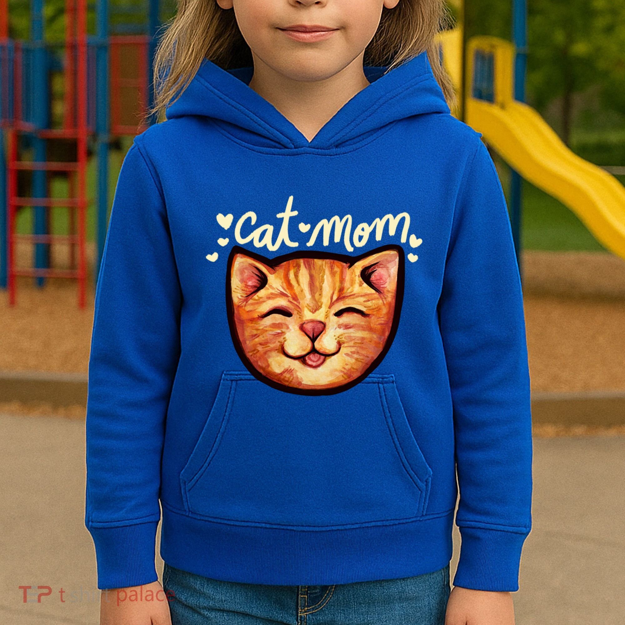 Happy Orange Tabby Cat Mom Gift Kids Hoodie