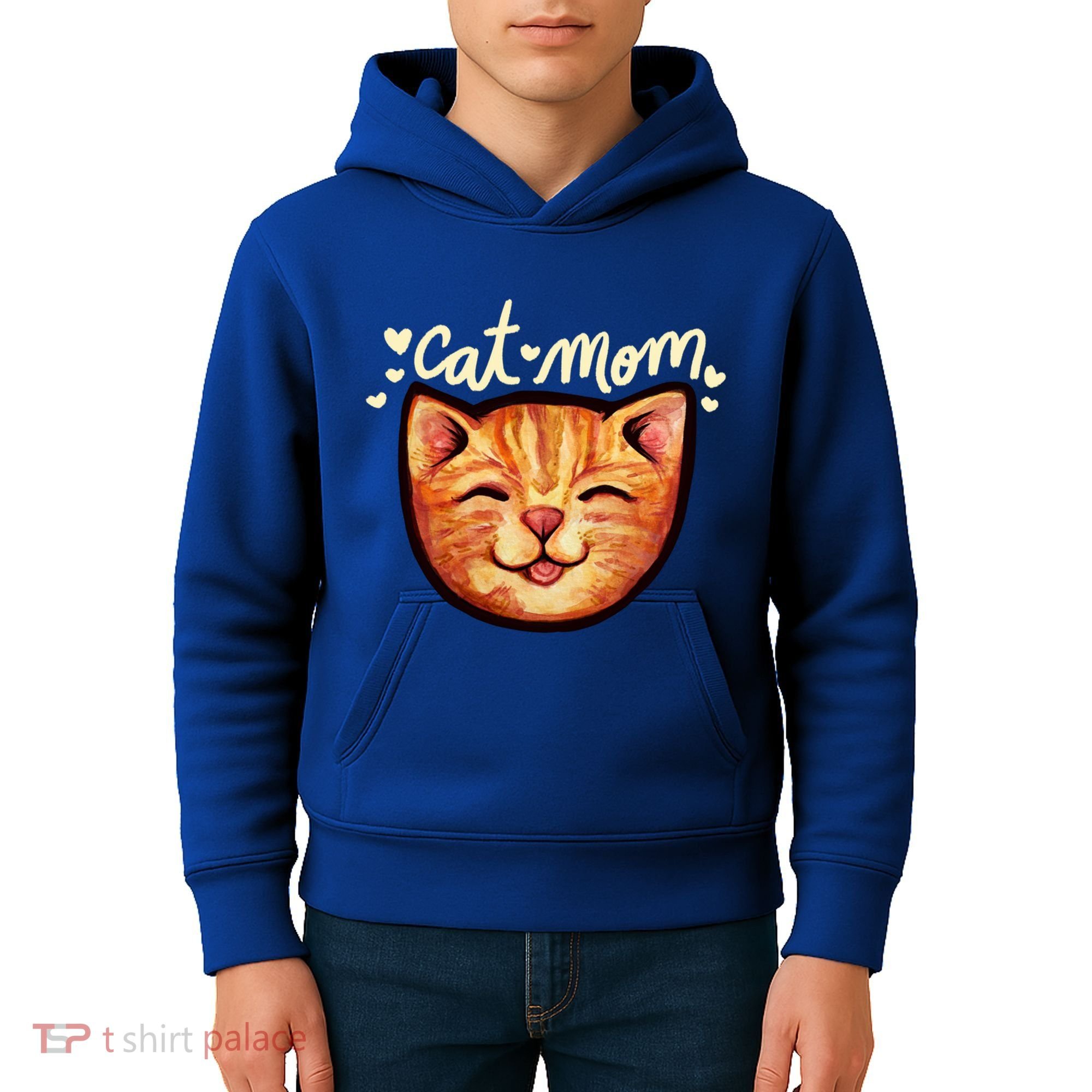 Happy Orange Tabby Cat Mom Gift Kids Hoodie