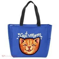 Happy Orange Tabby Cat Mom Gift Tote Bag thumb 0