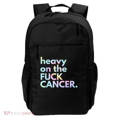 Heavy On The Fuck Cancer Tie Dye Distressed Awareness Backpack