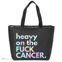 Heavy On The Fuck Cancer Tie Dye Distressed Awareness Tote Bag thumb 0