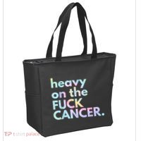 Heavy On The Fuck Cancer Tie Dye Distressed Awareness Tote Bag thumb 2