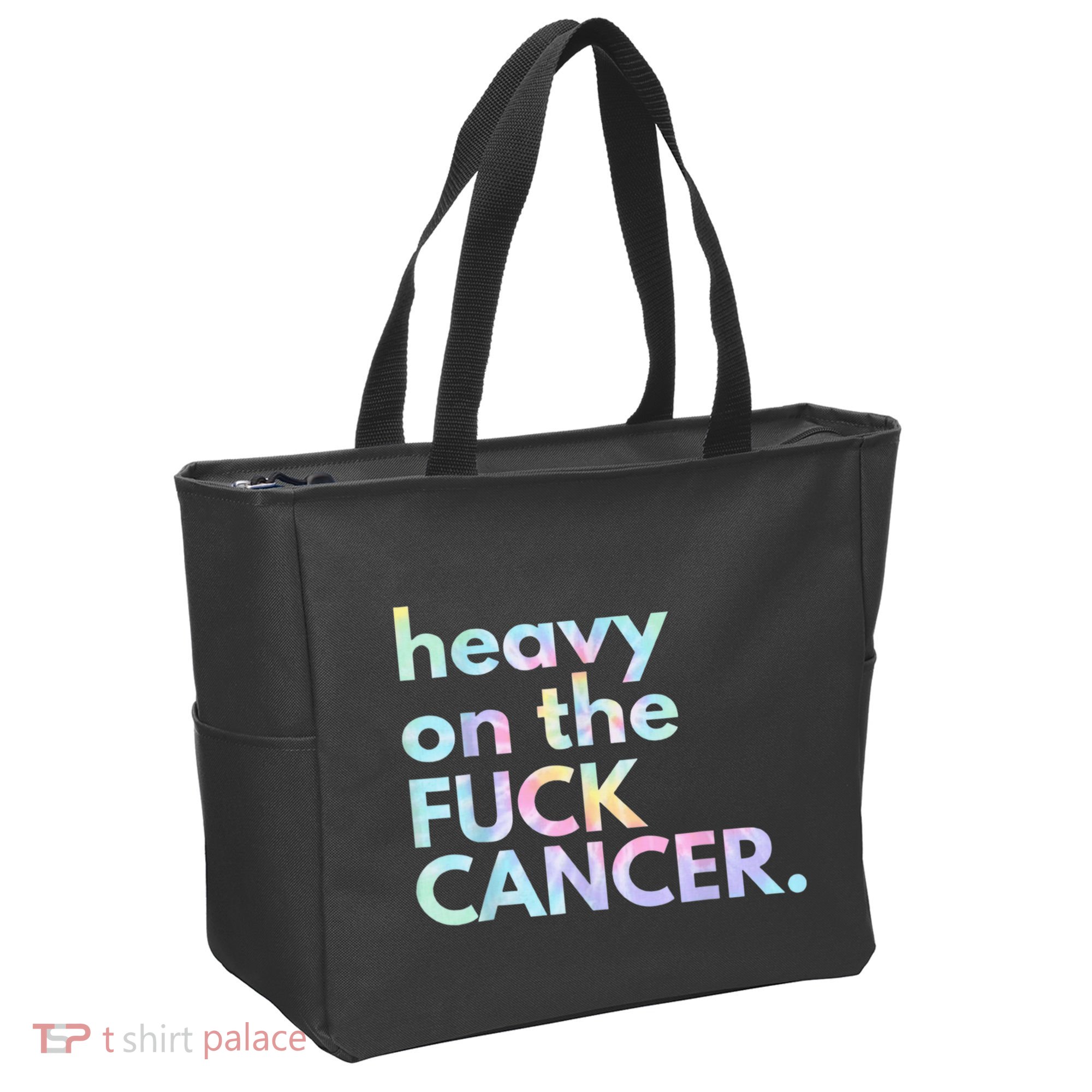 Heavy On The Fuck Cancer Tie Dye Distressed Awareness Tote Bag