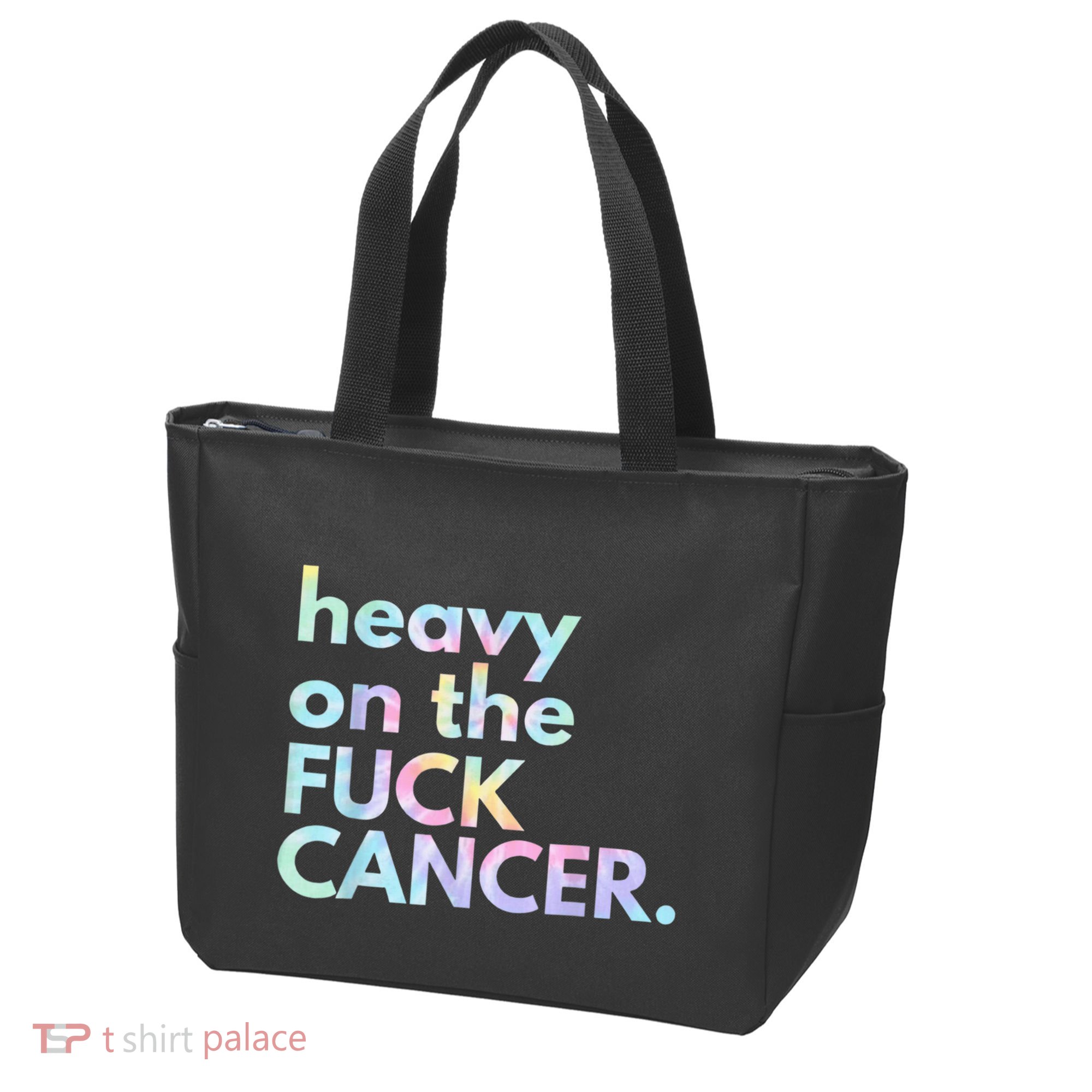 Heavy On The Fuck Cancer Tie Dye Distressed Awareness Tote Bag